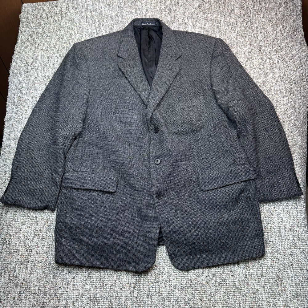 Roundtree Yorke Blazer 46R Wool Jacket Three Button Business Gray